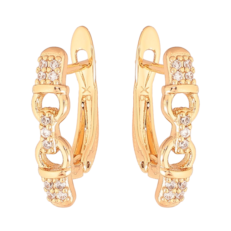 Сережки Xuping Колір Позолота 18K англійський замок Візерунок з кристалами фото №10