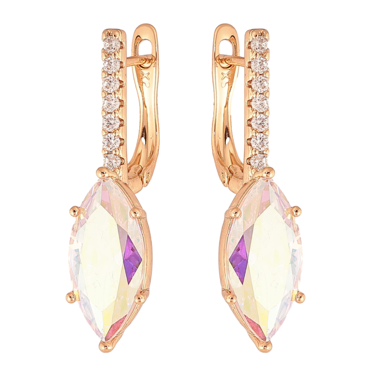 Серьги Xuping Цвет Позолота 18K английский замок Радужный кристалл фото №24