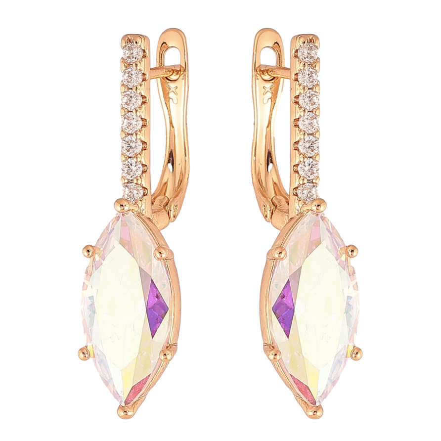 Серьги Xuping Цвет Позолота 18K английский замок Радужный кристалл фото №1