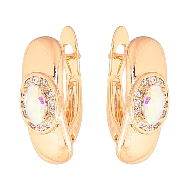 Сережки Xuping Колір Позолота 18K англійський замок Візерунок з райдужними кристалами фото №9