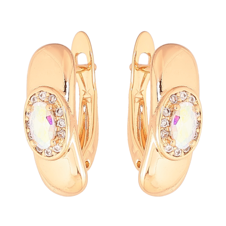 Сережки Xuping Колір Позолота 18K англійський замок Візерунок з райдужними кристалами фото №1 Сережки Xuping Колір Позолота 18K англійський замок Візерунок з райдужними кристалами фото №1