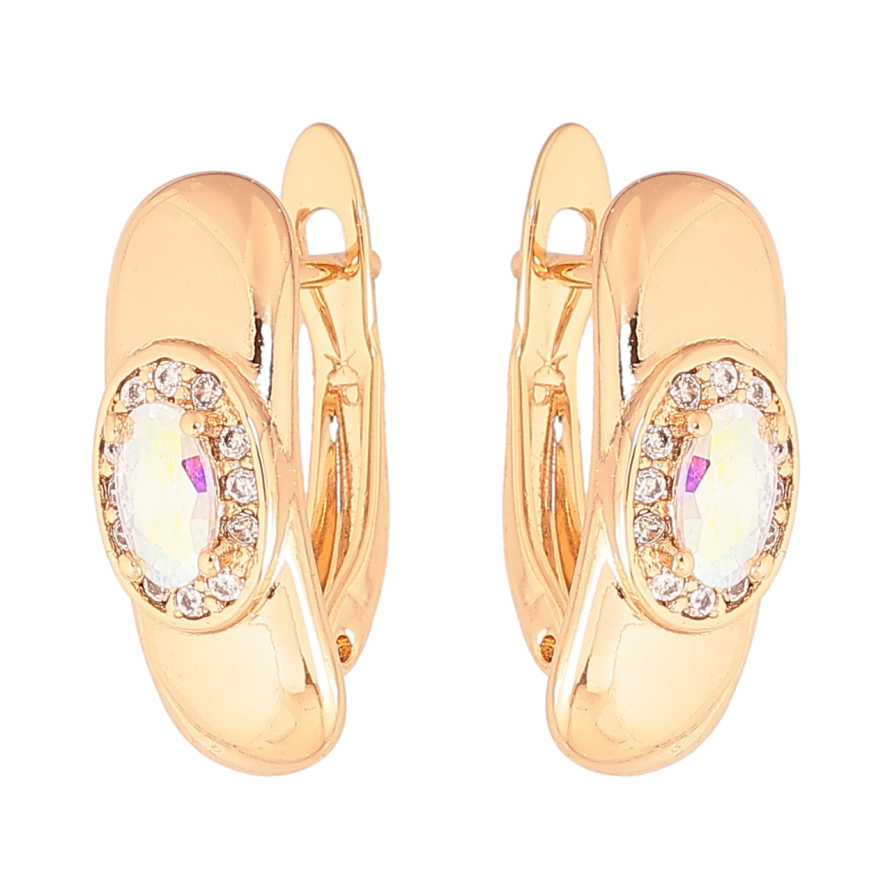 Серьги Xuping Цвет Позолота 18K английский замок Узор с радужными кристаллами фото №1 Серьги Xuping Цвет Позолота 18K английский замок Узор с радужными кристаллами фото №1