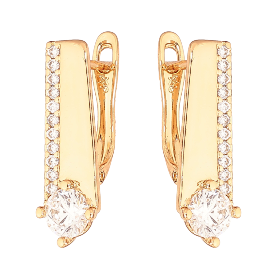 Серьги Xuping Цвет Позолота 18K английский замок Узор с кристаллами фото №1