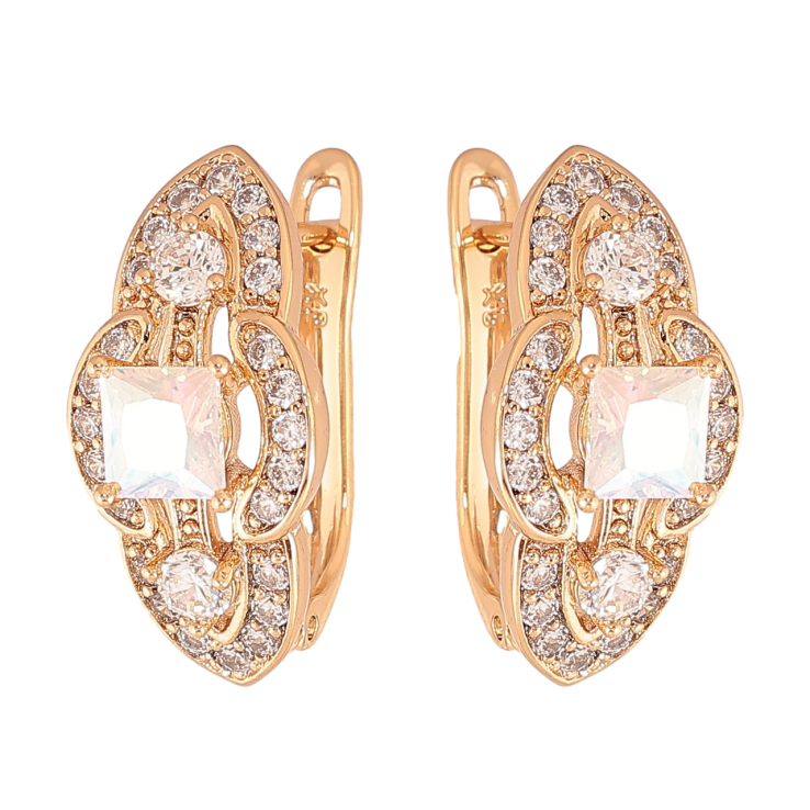 Серьги Xuping Цвет Позолота 18K английский замок Узор с инкрустацией кристаллами фото №11