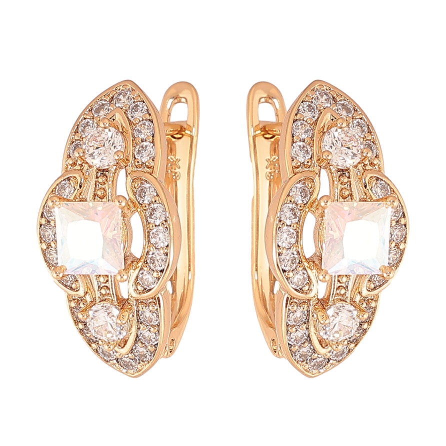 Серьги Xuping Цвет Позолота 18K английский замок Узор с инкрустацией кристаллами фото №1 Серьги Xuping Цвет Позолота 18K английский замок Узор с инкрустацией кристаллами фото №1