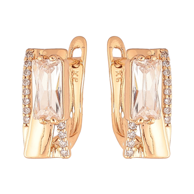 Серьги Xuping Цвет Позолота 18K английский замок Узор с инкрустацией кристаллами фото №10