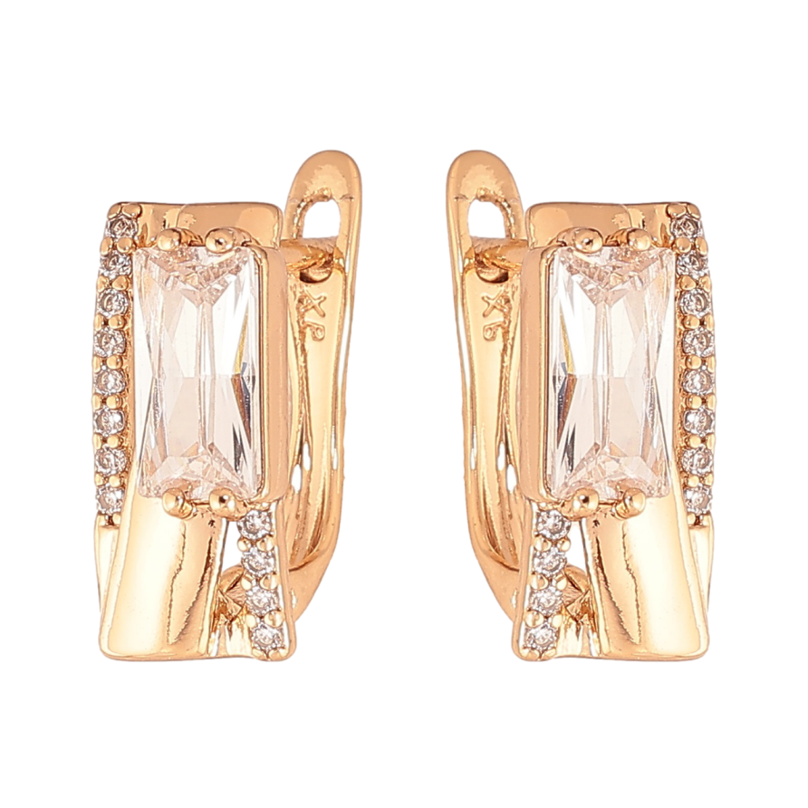 Серьги Xuping Цвет Позолота 18K английский замок Узор с инкрустацией кристаллами фото №1