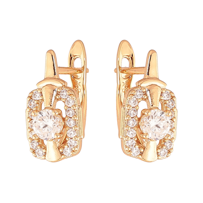 Серьги Xuping Цвет Позолота 18K английский замок Инкрустация кристаллами фото №3 Серьги Xuping Цвет Позолота 18K английский замок Инкрустация кристаллами фото №3