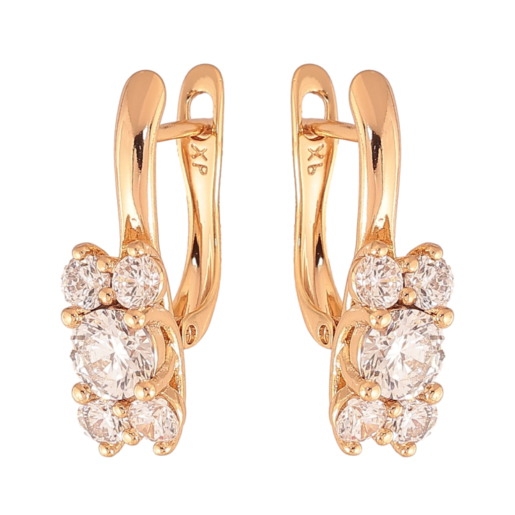 Серьги Xuping Цвет Позолота 18K английский замок Инкрустация кристаллами фото №6