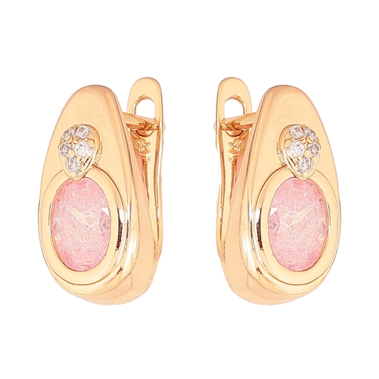 Сережки Xuping Колір Позолота 18K англійський замок Крапельки з рожевими кристалами фото №24