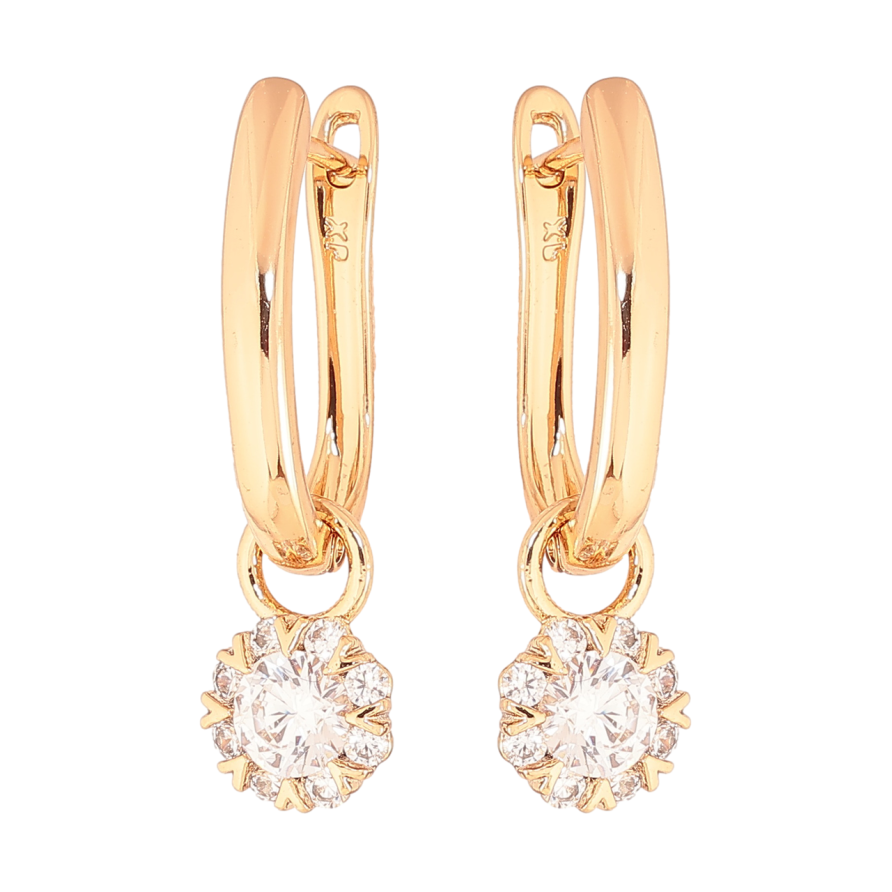 Сережки Xuping Колір Позолота 18K англійський замок Кристальні підвіски 2 в 1 фото №1