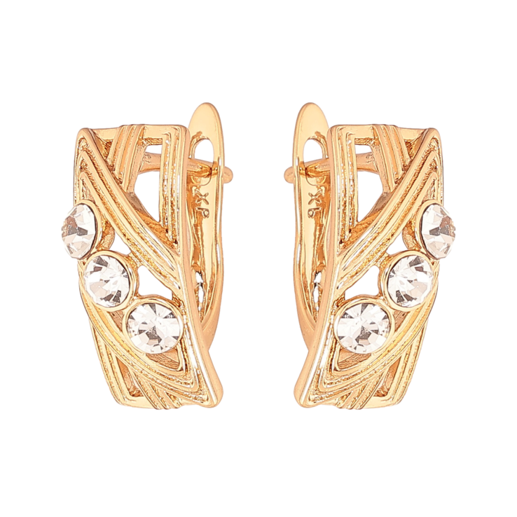 Серьги Xuping Цвет Позолота 18K английский замок Узор с кристаллами фото №24