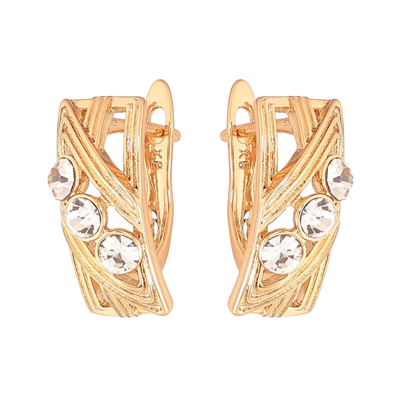 Сережки Xuping Колір Позолота 18K англійський замок Візерунок з кристалами фото №1 Сережки Xuping Колір Позолота 18K англійський замок Візерунок з кристалами фото №1