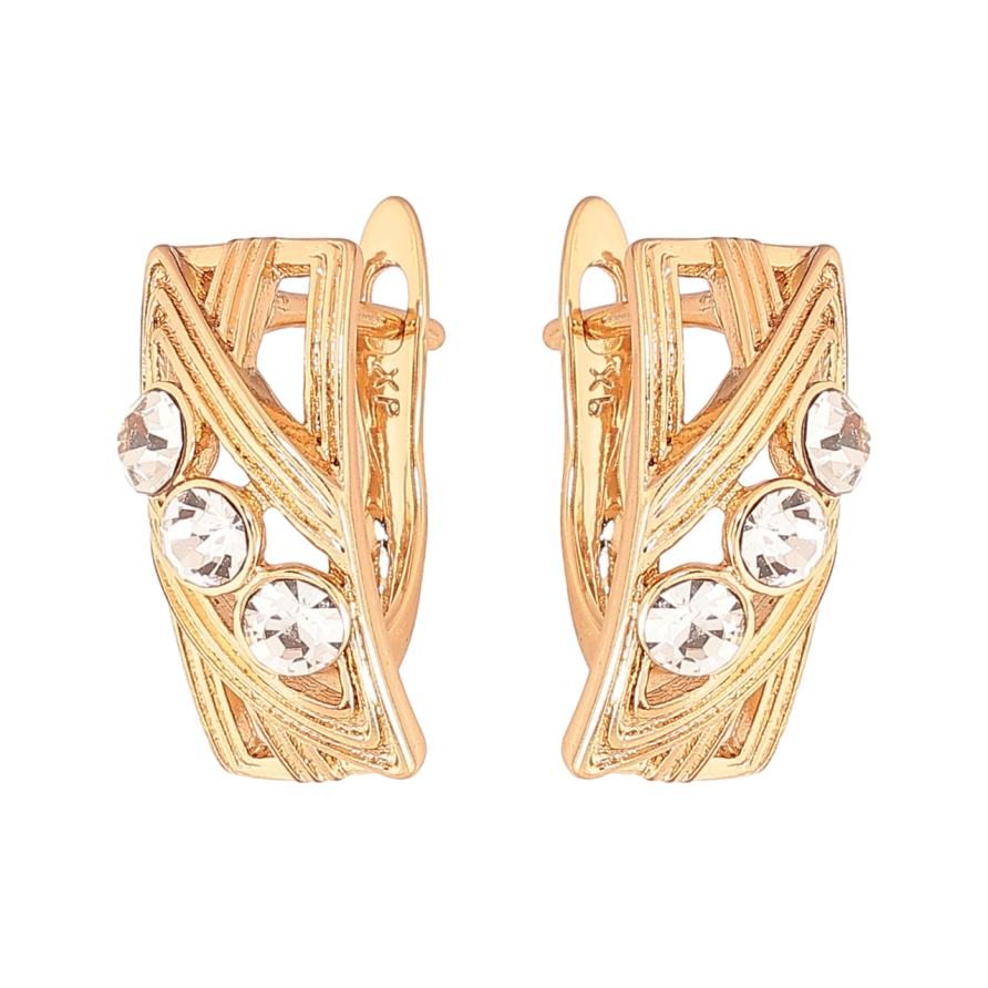 Серьги Xuping Цвет Позолота 18K английский замок Узор с кристаллами фото №1 Серьги Xuping Цвет Позолота 18K английский замок Узор с кристаллами фото №1