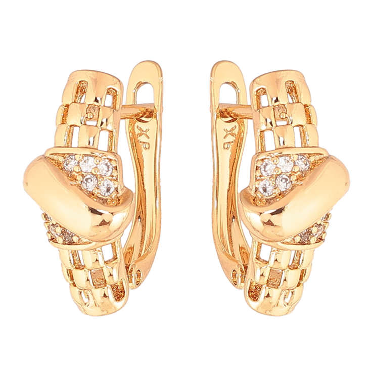 Сережки Xuping Колір Позолота 18K англійський замок Візерунок з кристалами фото №11