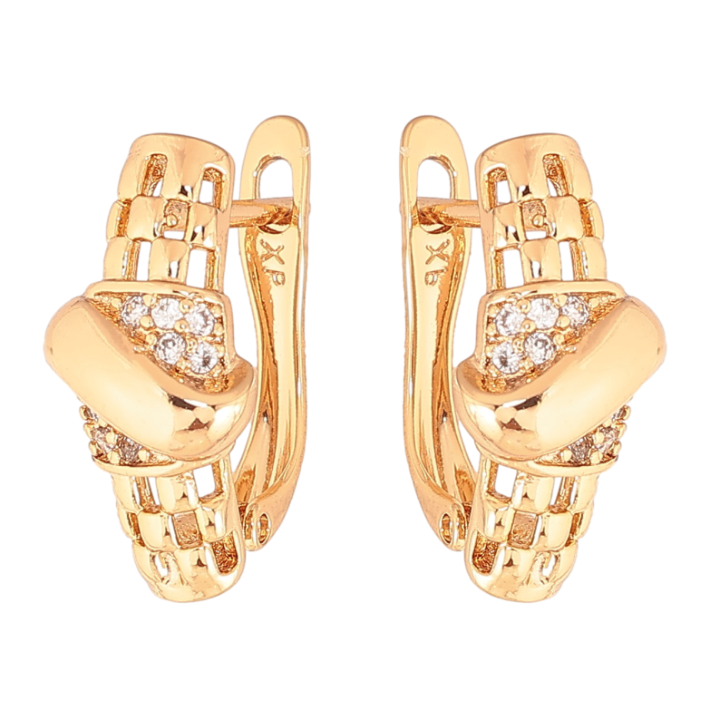 Серьги Xuping Цвет Позолота 18K английский замок Узор с кристаллами фото №1 Серьги Xuping Цвет Позолота 18K английский замок Узор с кристаллами фото №1