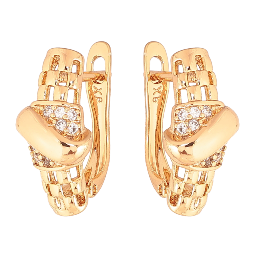 Сережки Xuping Колір Позолота 18K англійський замок Візерунок з кристалами фото №1 Сережки Xuping Колір Позолота 18K англійський замок Візерунок з кристалами фото №1