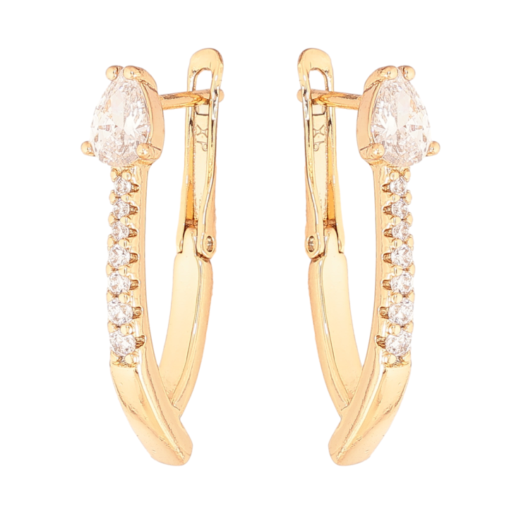 Серьги Xuping Цвет Позолота 18K английский замок Узор с дорожками кристаллов фото №5