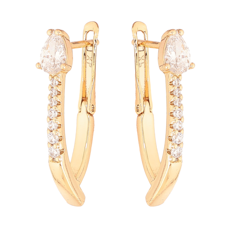 Серьги Xuping Цвет Позолота 18K английский замок Узор с дорожками кристаллов фото №1