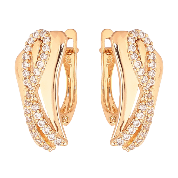 Серьги Xuping Цвет Позолота 18K английский замок Узор с кристаллами фото №4