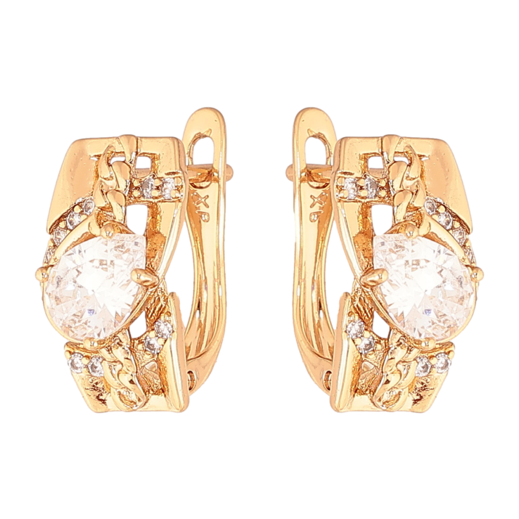 Сережки Xuping Колір Позолота 18K англійський замок Декоративний візерунок з кристалами фото №18