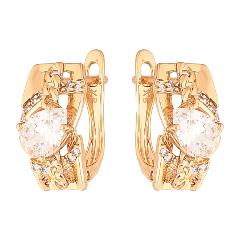 Серьги Xuping Цвет Позолота 18K английский замок Декоративный узор с кристаллами фото №3 Серьги Xuping Цвет Позолота 18K английский замок Декоративный узор с кристаллами фото №3