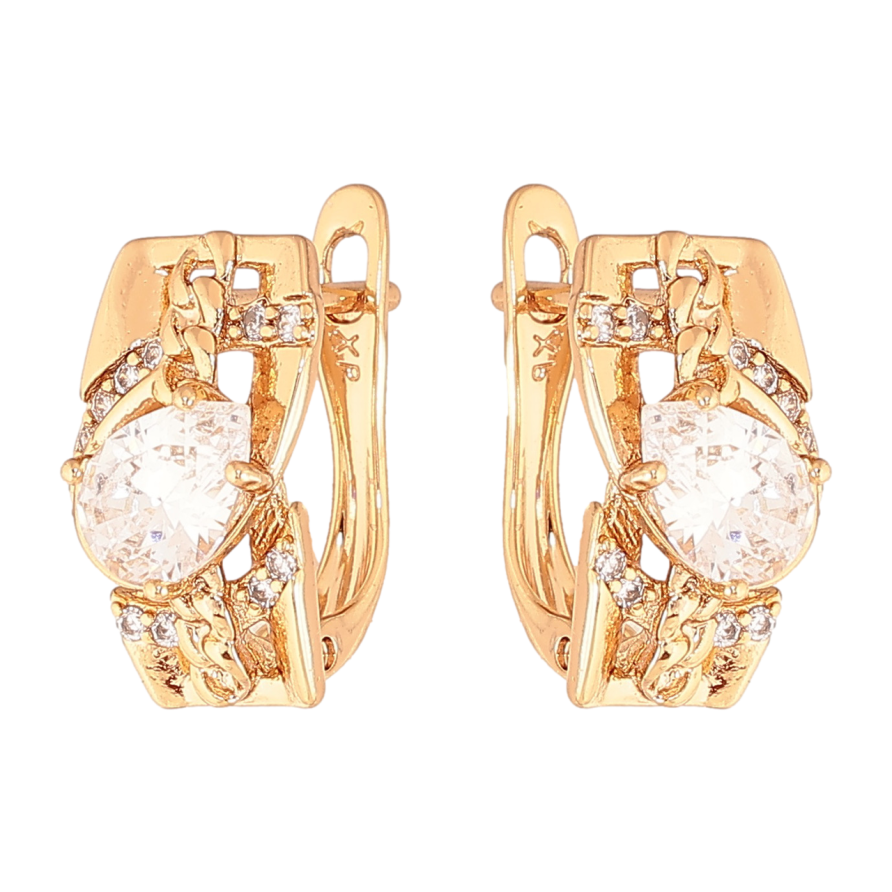 Сережки Xuping Колір Позолота 18K англійський замок Декоративний візерунок з кристалами фото №1 Сережки Xuping Колір Позолота 18K англійський замок Декоративний візерунок з кристалами фото №1