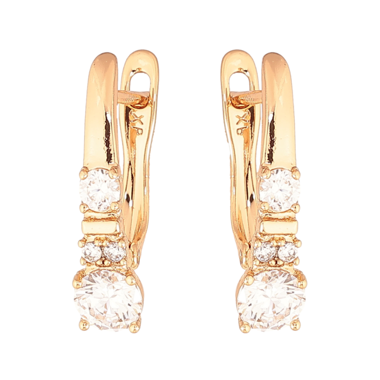 Серьги Xuping Цвет Позолота 18K английский замок Узор с кристаллами фото №1