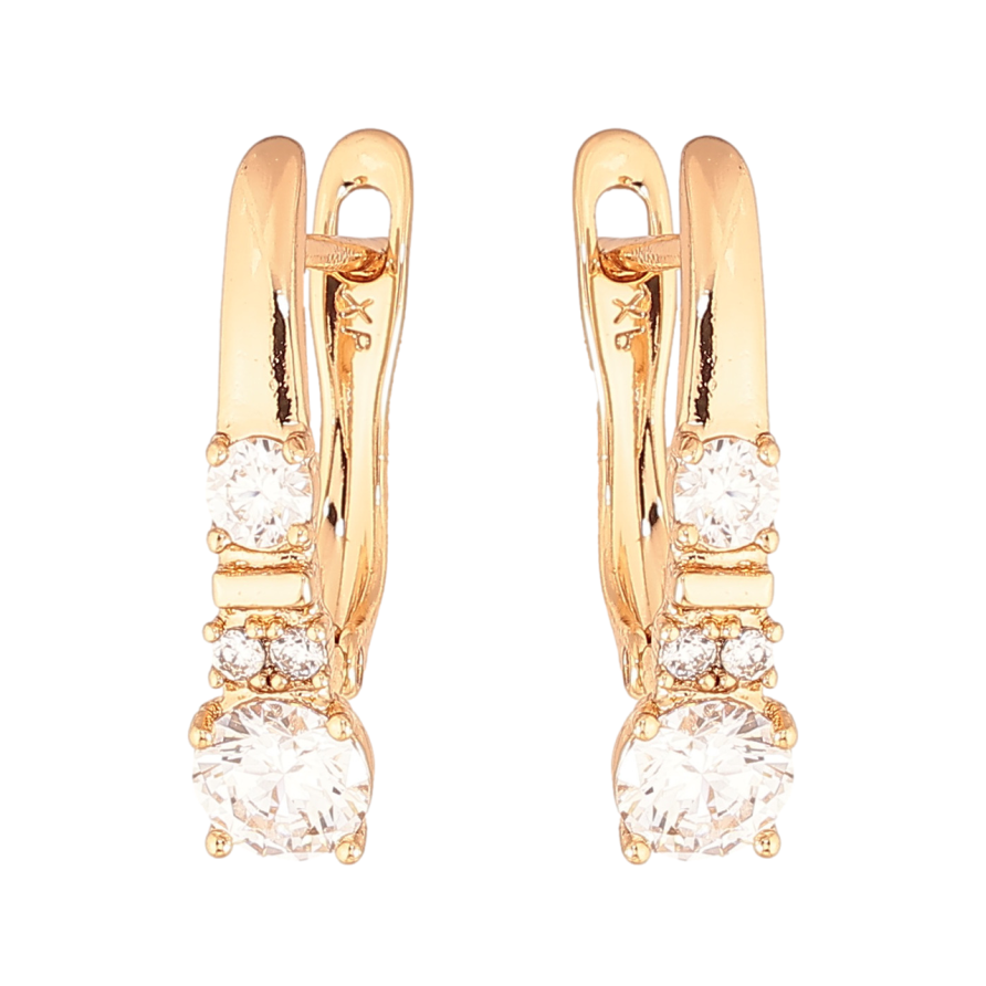 Сережки Xuping Колір Позолота 18K англійський замок Візерунок з кристалами фото №1