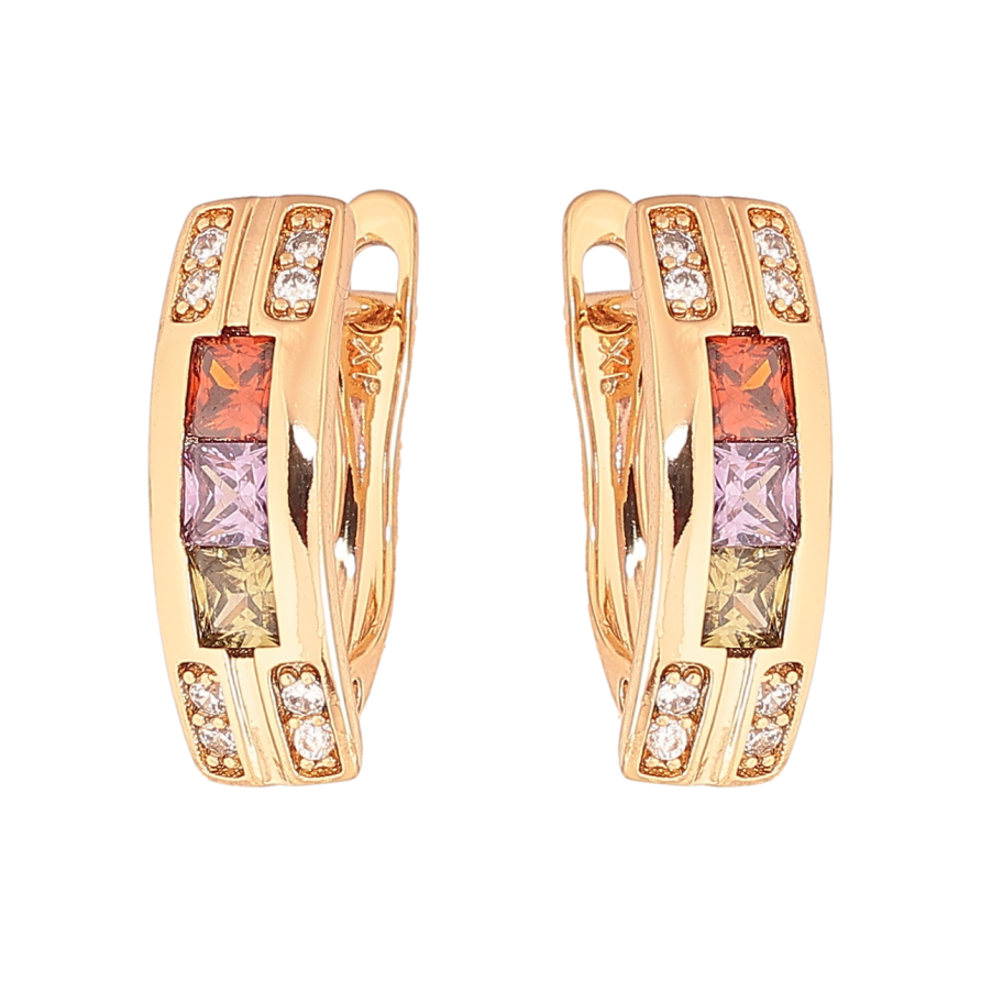 Серьги Xuping Цвет Позолота 18K английский замок Узор из разноцветных кристаллов фото №1