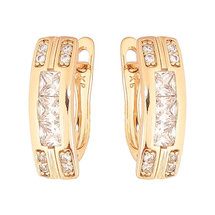 Серьги Xuping Цвет Позолота 18K английский замок Узор с кристаллами фото №16