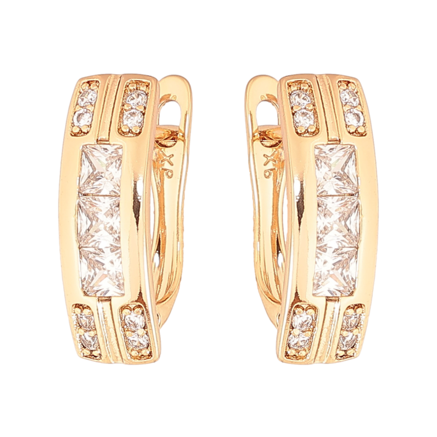 Серьги Xuping Цвет Позолота 18K английский замок Узор с кристаллами фото №1