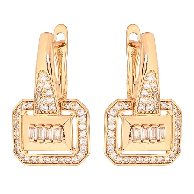 Серьги Xuping Цвет Позолота 18K английский замок Узор с инкрустацией кристаллами фото №25