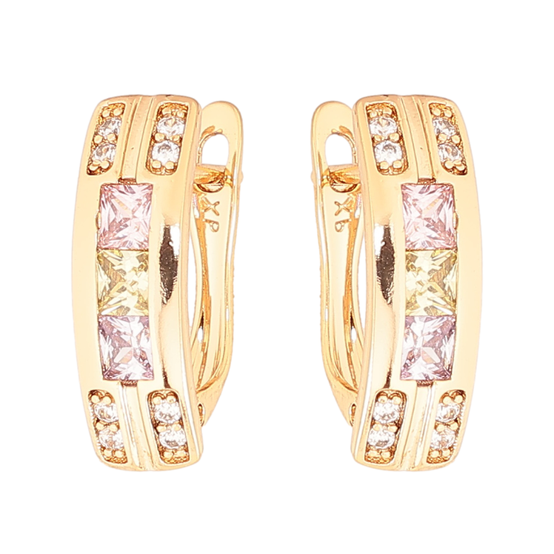 Серьги Xuping Цвет Позолота 18K английский замок Узор из разноцветных кристаллов фото №1