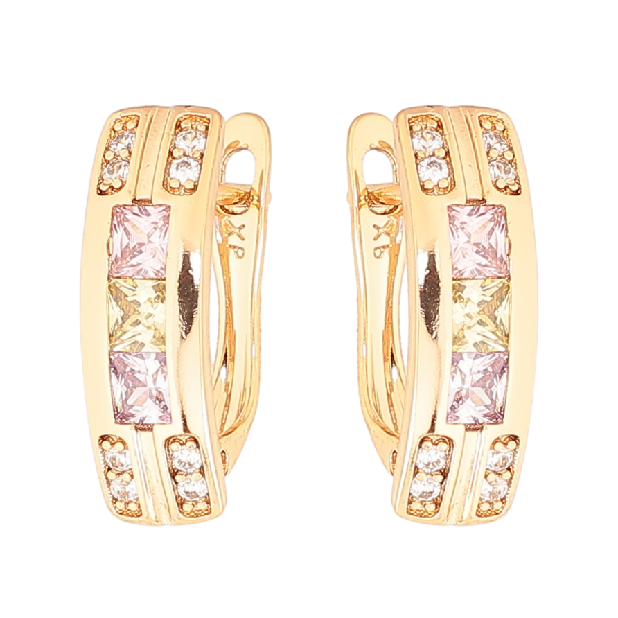 Серьги Xuping Цвет Позолота 18K английский замок Узор из разноцветных кристаллов фото №1