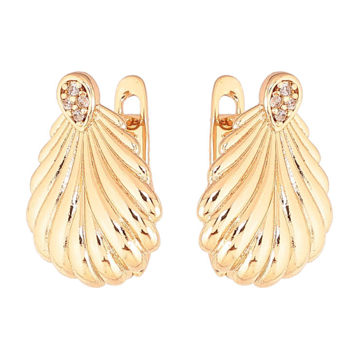 Серьги Xuping Цвет Позолота 18K английский замок Ракушки с кристаллами фото №19