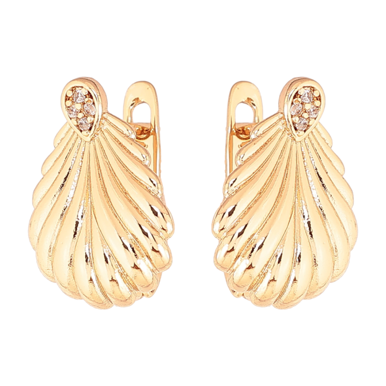 Серьги Xuping Цвет Позолота 18K английский замок Ракушки с кристаллами фото №1