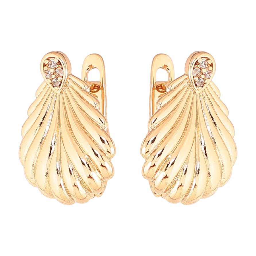 Серьги Xuping Цвет Позолота 18K английский замок Ракушки с кристаллами фото №1