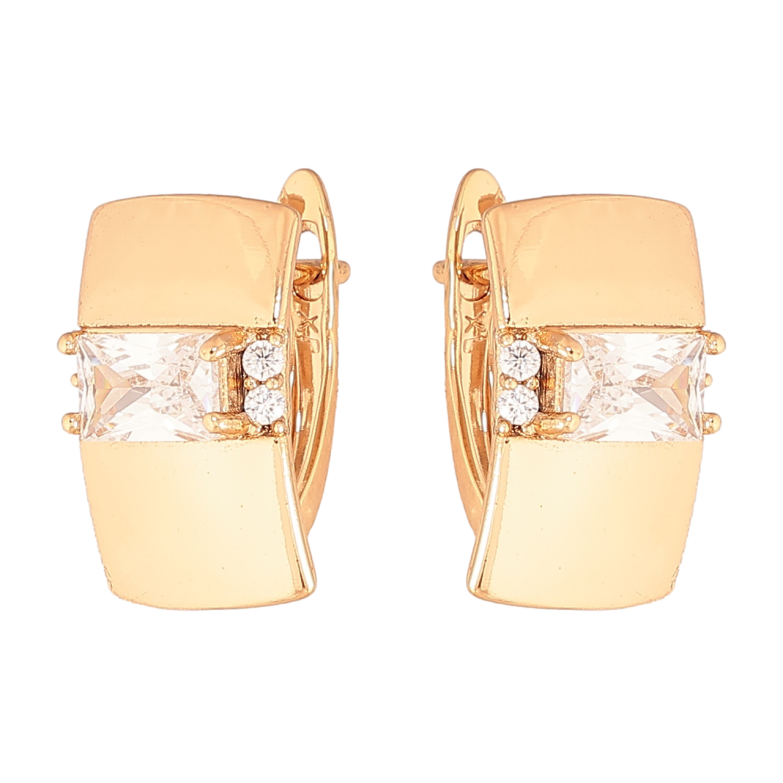 Сережки Xuping Колір Позолота 18K англійський замок Візерунок з кристалами фото №1