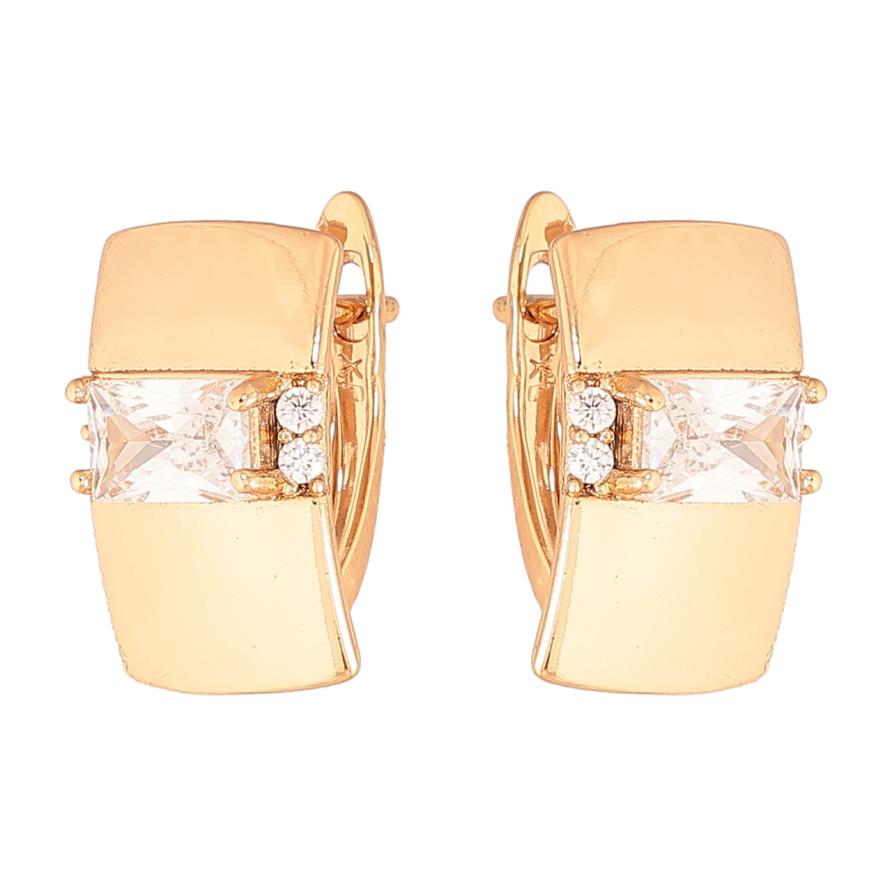 Сережки Xuping Колір Позолота 18K англійський замок Візерунок з кристалами фото №1