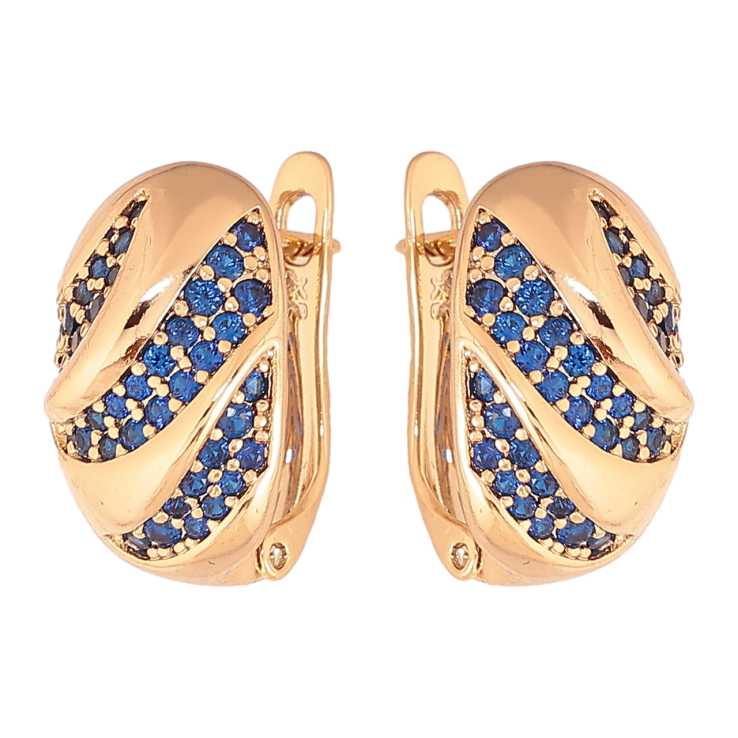 Сережки Xuping Колір Позолота 18K англійський замок Інкрустація синіми кристалами фото №20