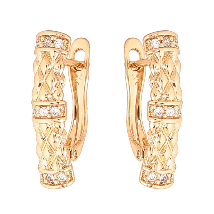 Сережки Xuping Колір Позолота 18K англійський замок Візерунок з кристалами фото №25