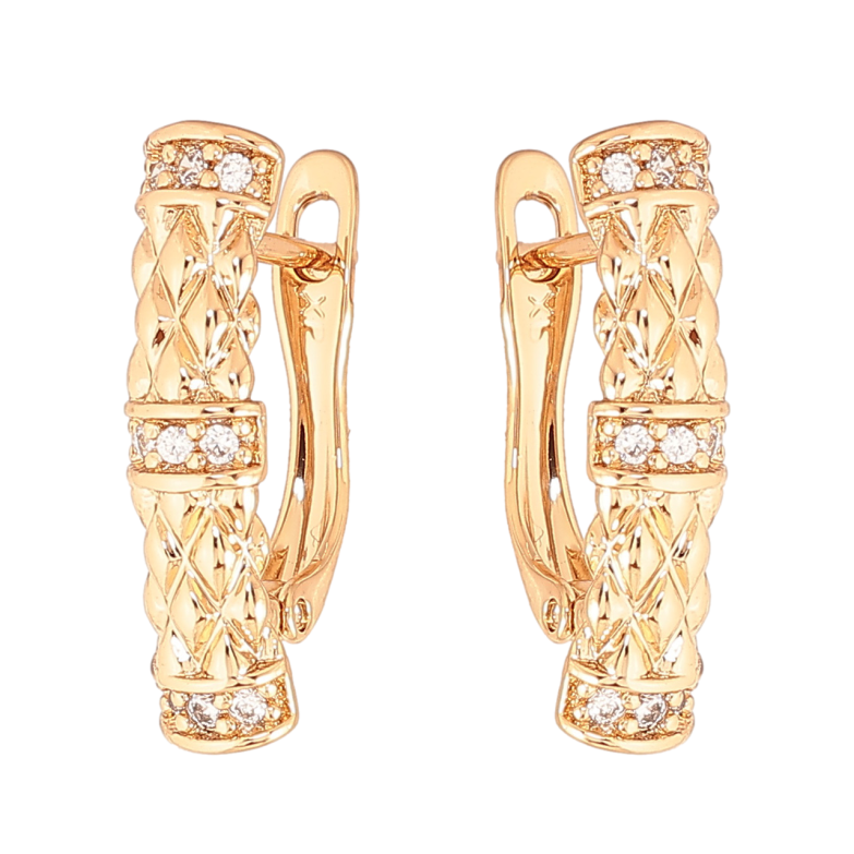 Сережки Xuping Колір Позолота 18K англійський замок Візерунок з кристалами фото №1 Сережки Xuping Колір Позолота 18K англійський замок Візерунок з кристалами фото №1