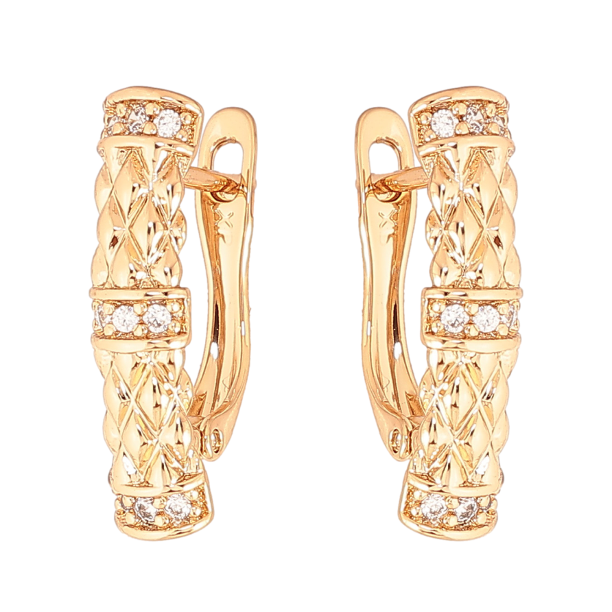 Серьги Xuping Цвет Позолота 18K английский замок Узор с кристаллами фото №1