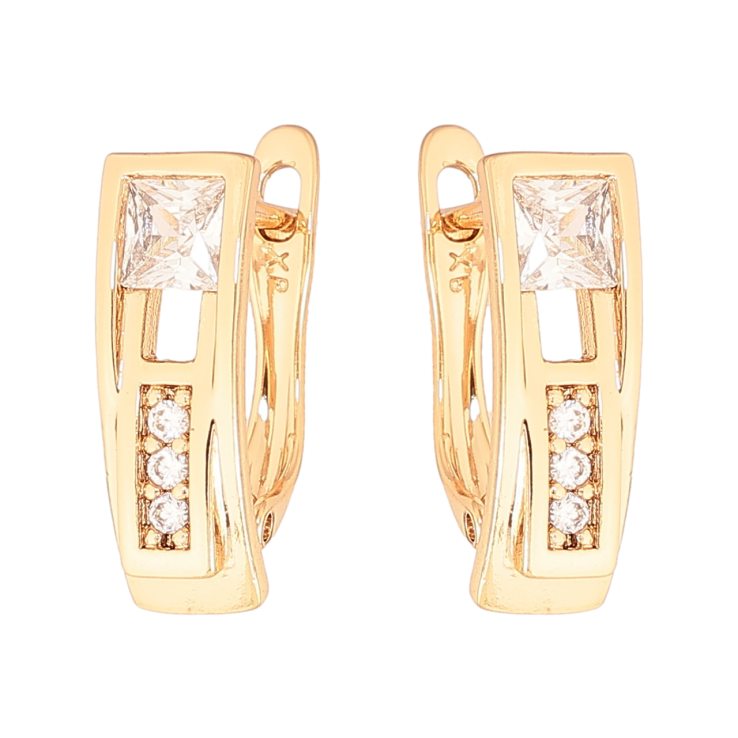 Серьги Xuping Цвет Позолота 18K английский замок Узор с кристаллами фото №22