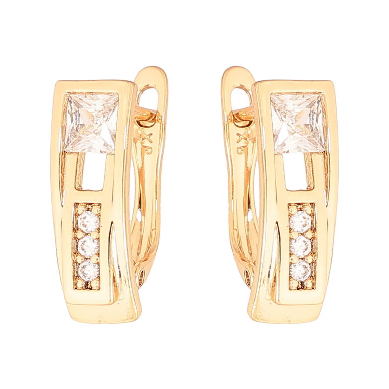 Серьги Xuping Цвет Позолота 18K английский замок Узор с кристаллами фото №1