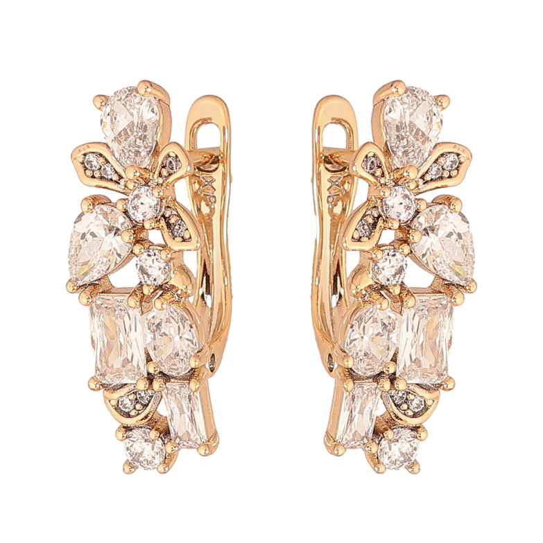 Серьги Xuping Цвет Позолота 18K английский замок Инкрустация кристаллами фото №2 Серьги Xuping Цвет Позолота 18K английский замок Инкрустация кристаллами фото №2