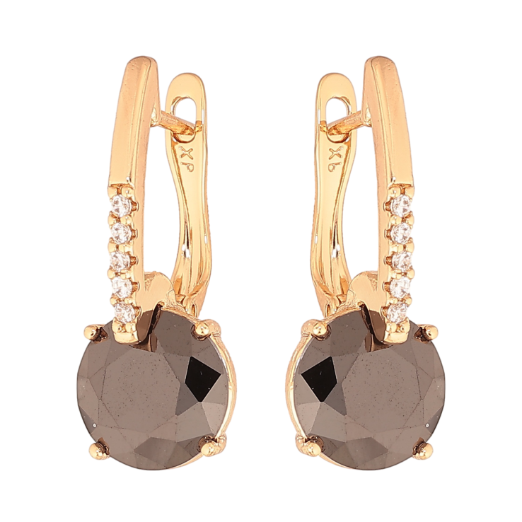 Сережки Xuping Колір Позолота 18K англійський замок Чорні кристали фото №16