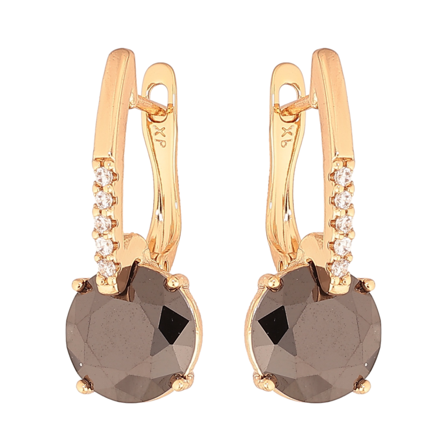 Сережки Xuping Колір Позолота 18K англійський замок Чорні кристали фото №1