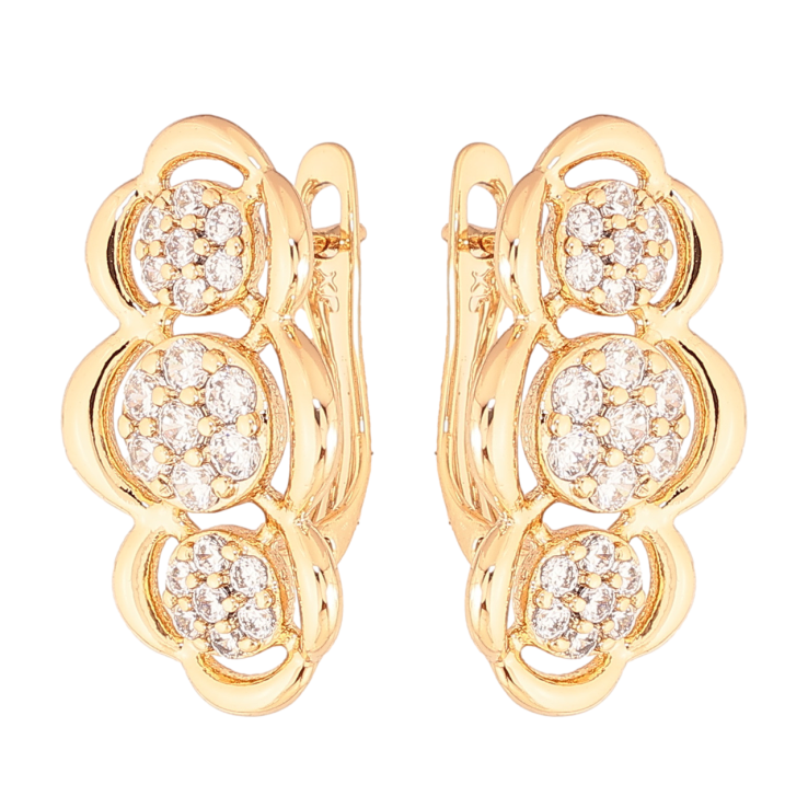 Серьги Xuping Цвет Позолота 18K английский замок Узор с кристаллами фото №20